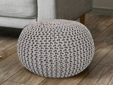 Anna - Pouf - hellgrau - 100 % recycelte Baumwolle - Ø 55 cm x H 37 cm